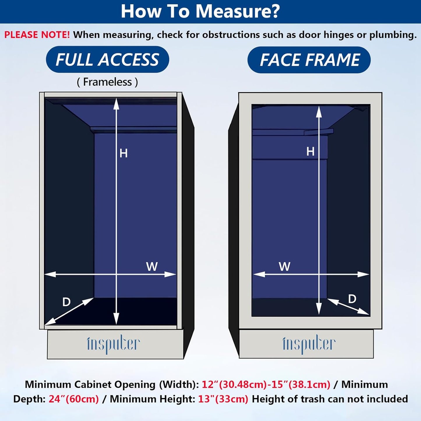 Insputer Pull Out Trash Can Under Cabinet with Soft-Close Slides, Heavy Duty Under Sink Trash Can
