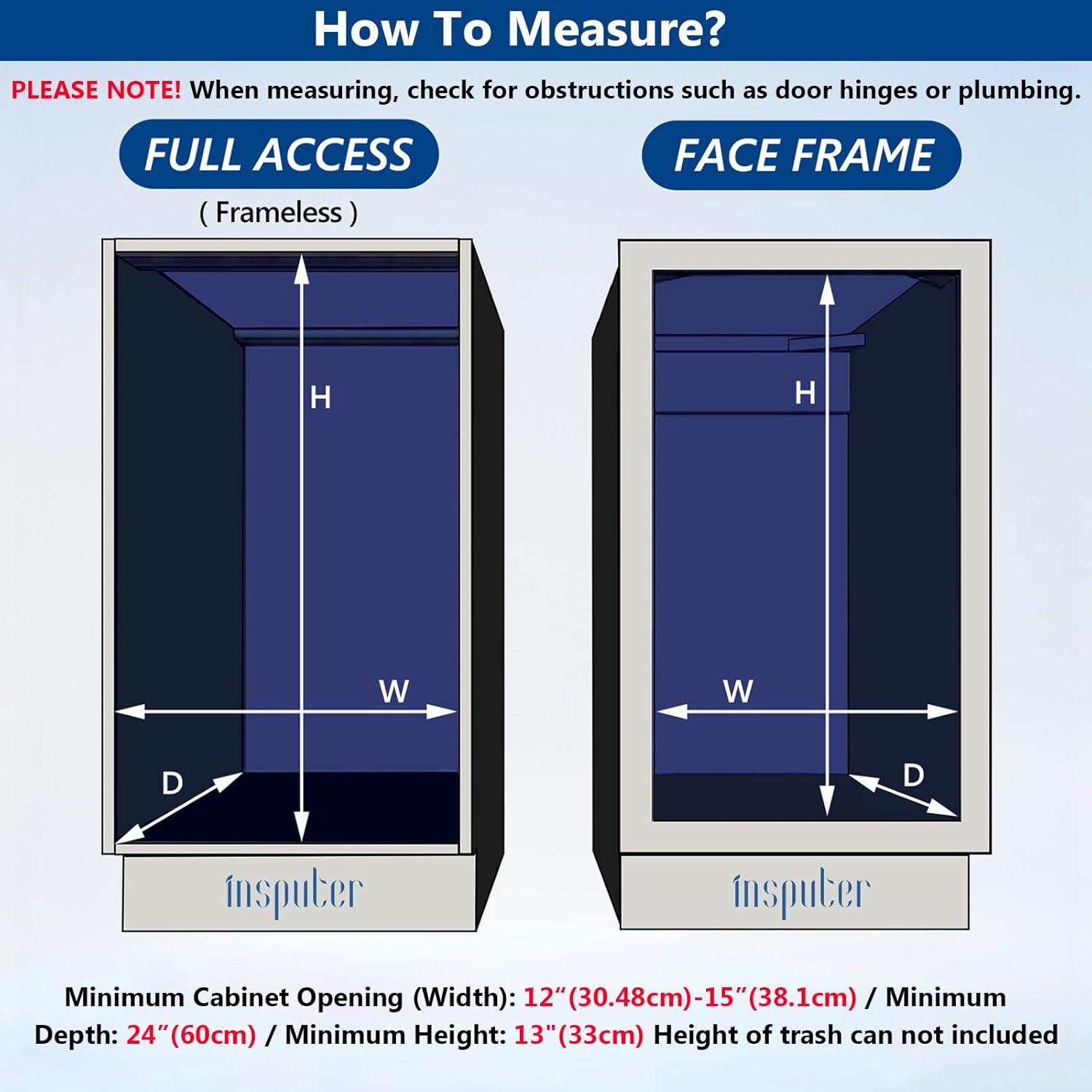 Insputer Pull Out Trash Can Under Cabinet with Soft-Close Slides, Heavy Duty Under Sink Trash Can