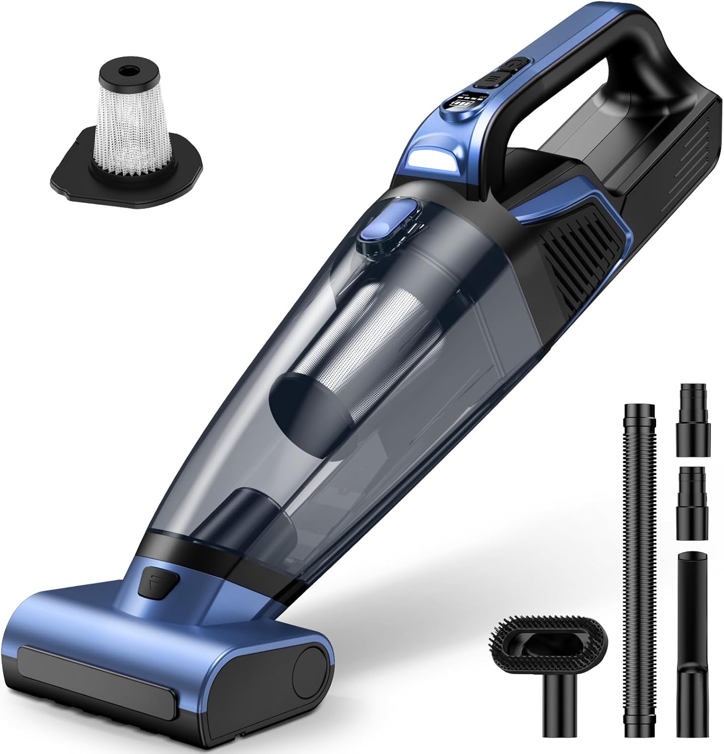 Pet Hair Handheld Vacuum Cordless: 20000PA High Power Car Vacuum with Motorized Brush and LED