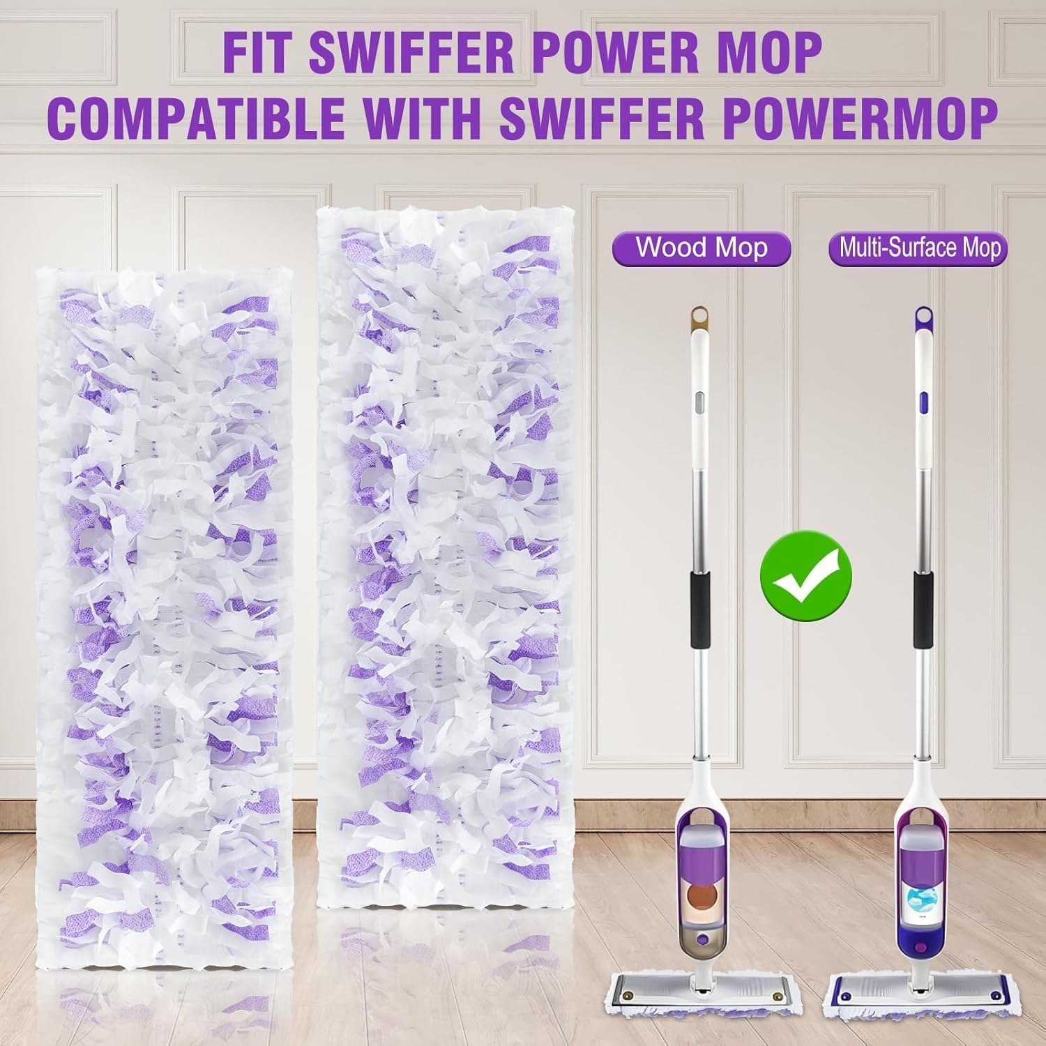 50 Count Disposable Power Mop Pads for Swiffer PowerMop, Unscented Power Mop Refills for