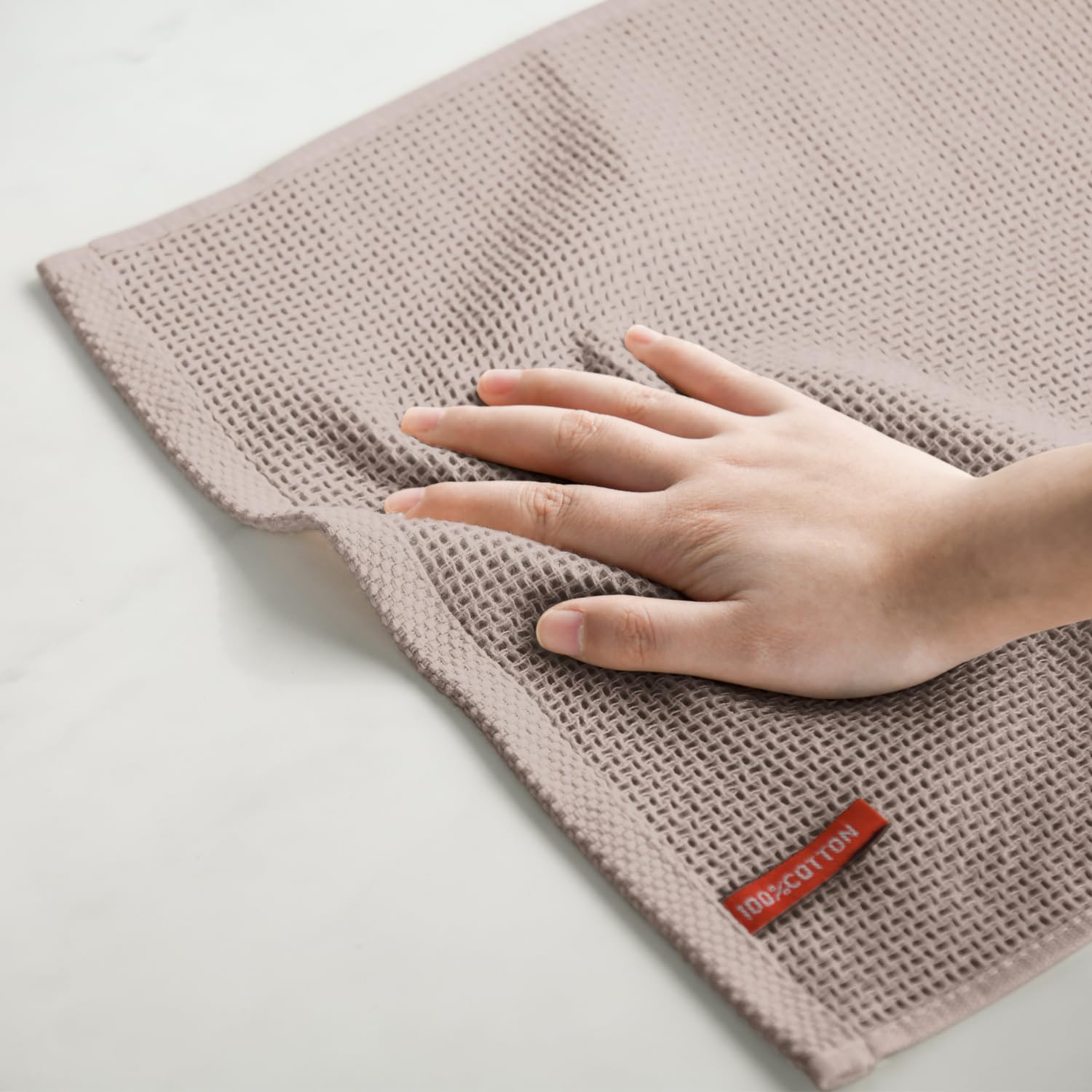 Artoid Mode 100% Cotton Brown Waffle Weave Kitchen Dish Cloths, 12x12 Inch Ultra Soft Absorbent
