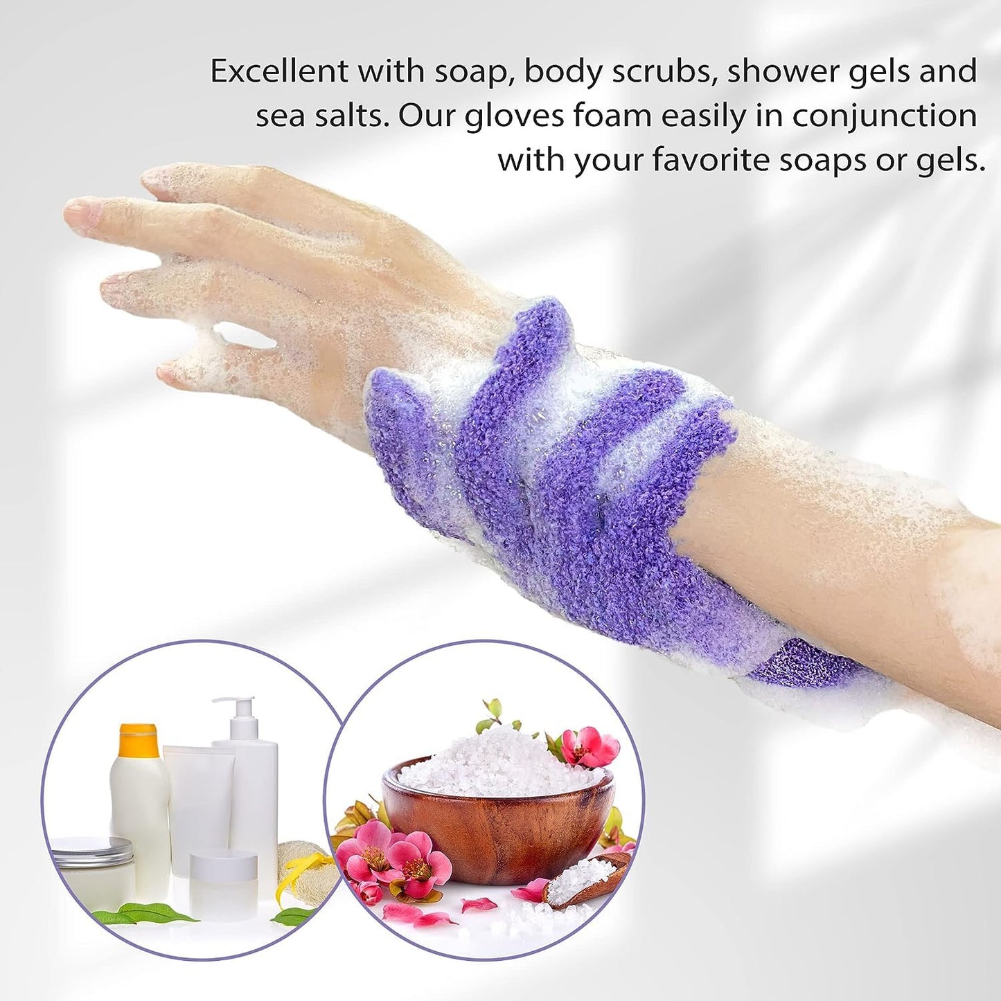 Evridwear Exfoliating Gloves for Shower, 100% Nylon Thick Soft Medium Heavy Bathing Gloves Dead