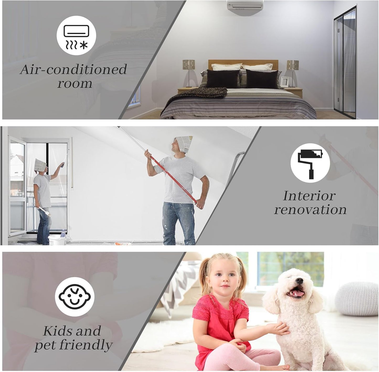 Amylove Zipper 72 x 80 Inch Dust Barrier Door Kit Construction Door Barrier 6 x 6.7 ft Reusable