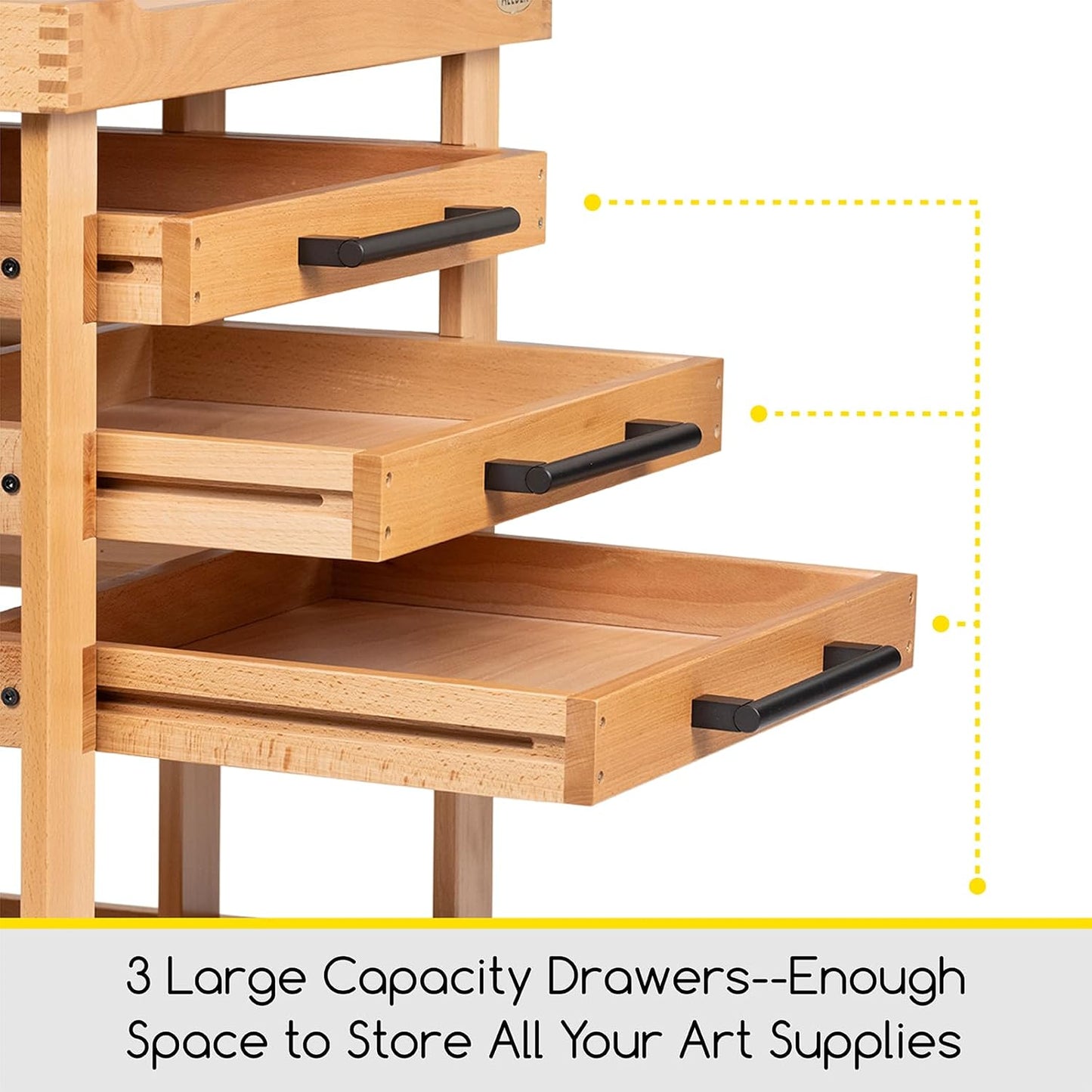 MEEDEN Art Supplies Storage Cart: 5-Tier Solid Beech Wood Utility Rolling Cart with 3 Drawers