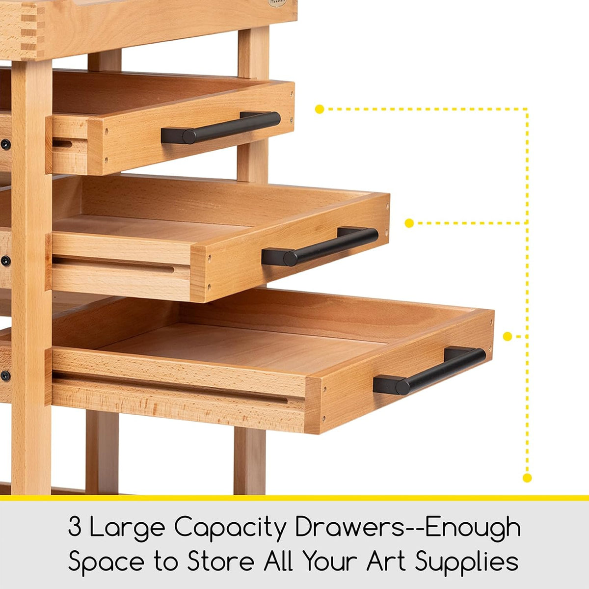MEEDEN Art Supplies Storage Cart: 5-Tier Solid Beech Wood Utility Rolling Cart with 3 Drawers