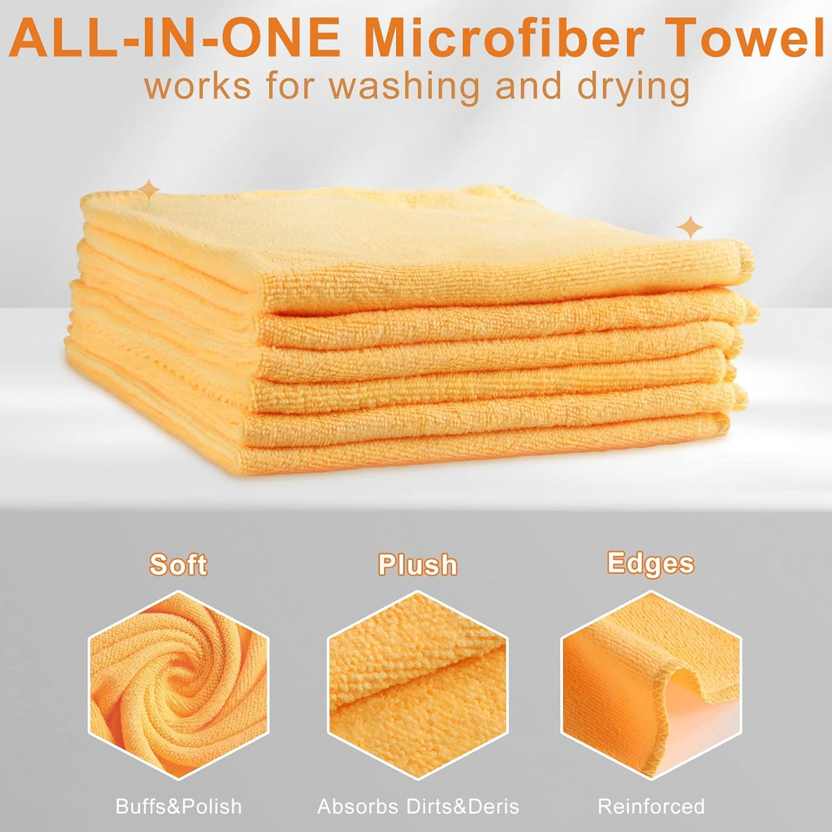 Nuenen Microfiber Cleaning Cloths for Cars 16 x 16 Inch Ultra Absorbent Car Towels Drying Reusable