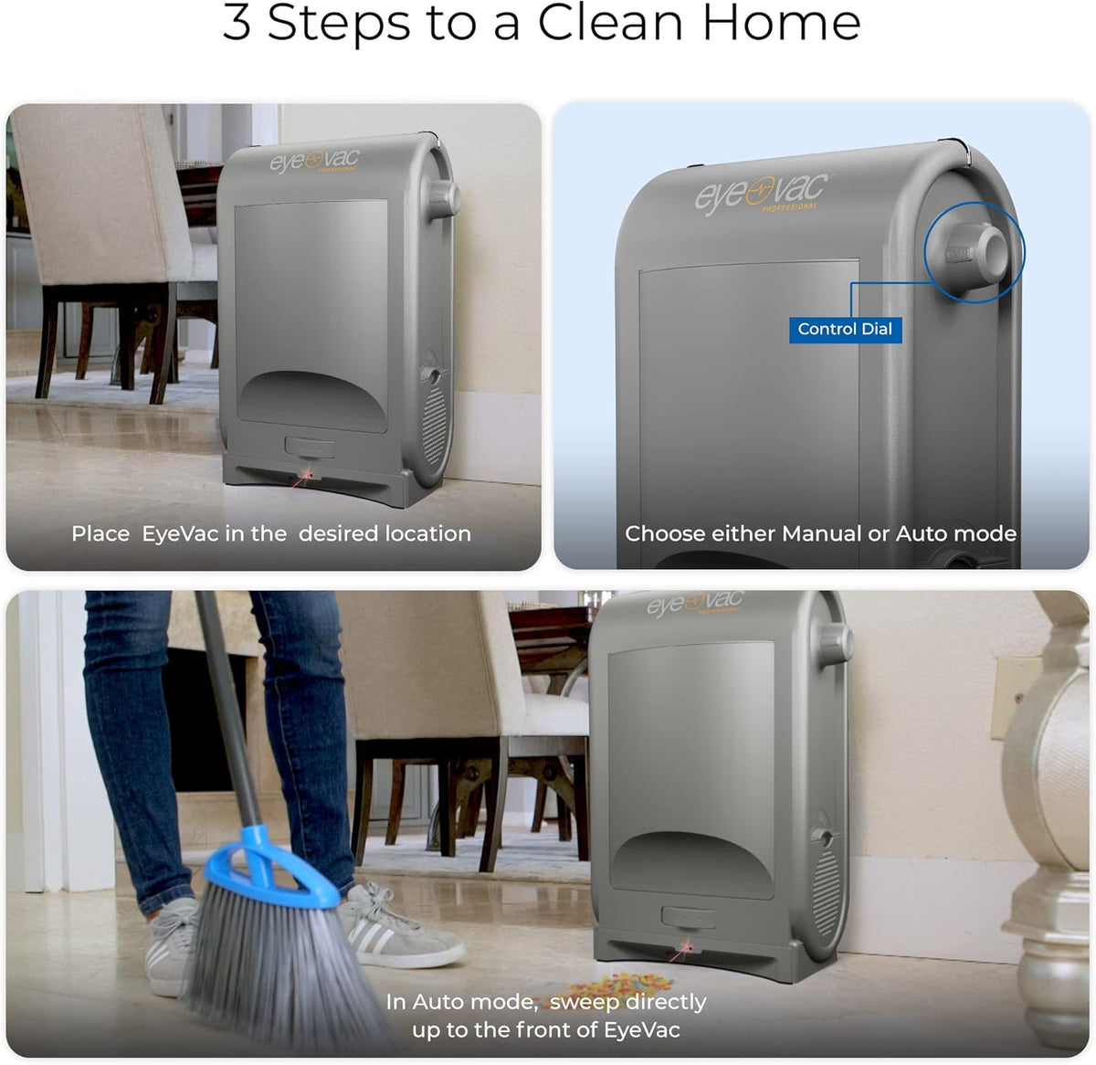 EyeVac Pro Touchless Vacuum Automatic Dustpan - Ultra Fast & Powerful - Great for Sweeping Salon