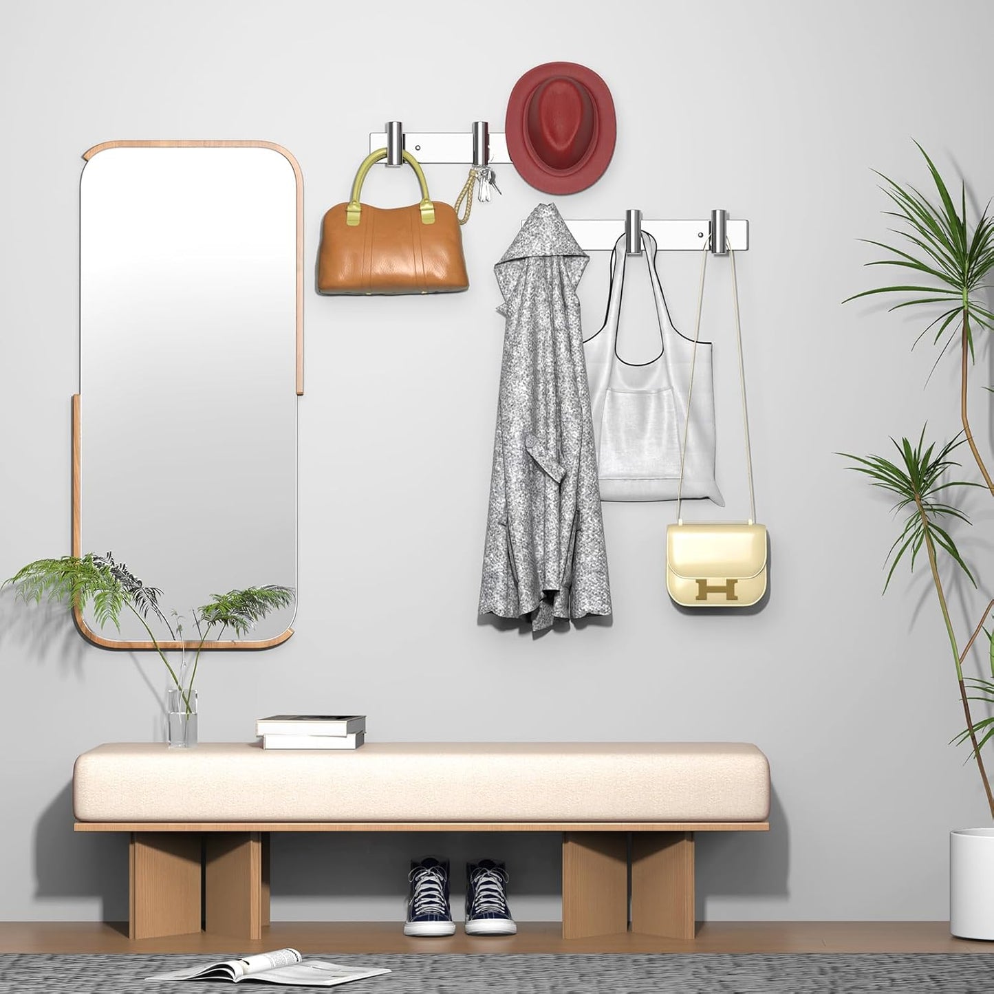 VAEHOLD Hat and Coat Wall Mount Rack - Hooks for Robes, Bags, Keys, and Towels - Bathroom Towel