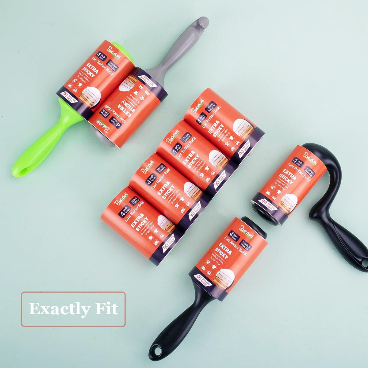 4 inch Lint Roller Refills Only for Scotch Brite, Everyday Clean Lint Roller Refills Pack of 4