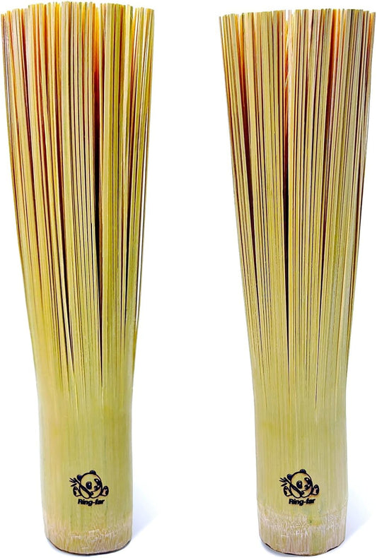 Handmade Bamboo Wok Brushes 2 Pack – 100% Natural, No Metal, Eco-Friendly Scrubbers for Carbon