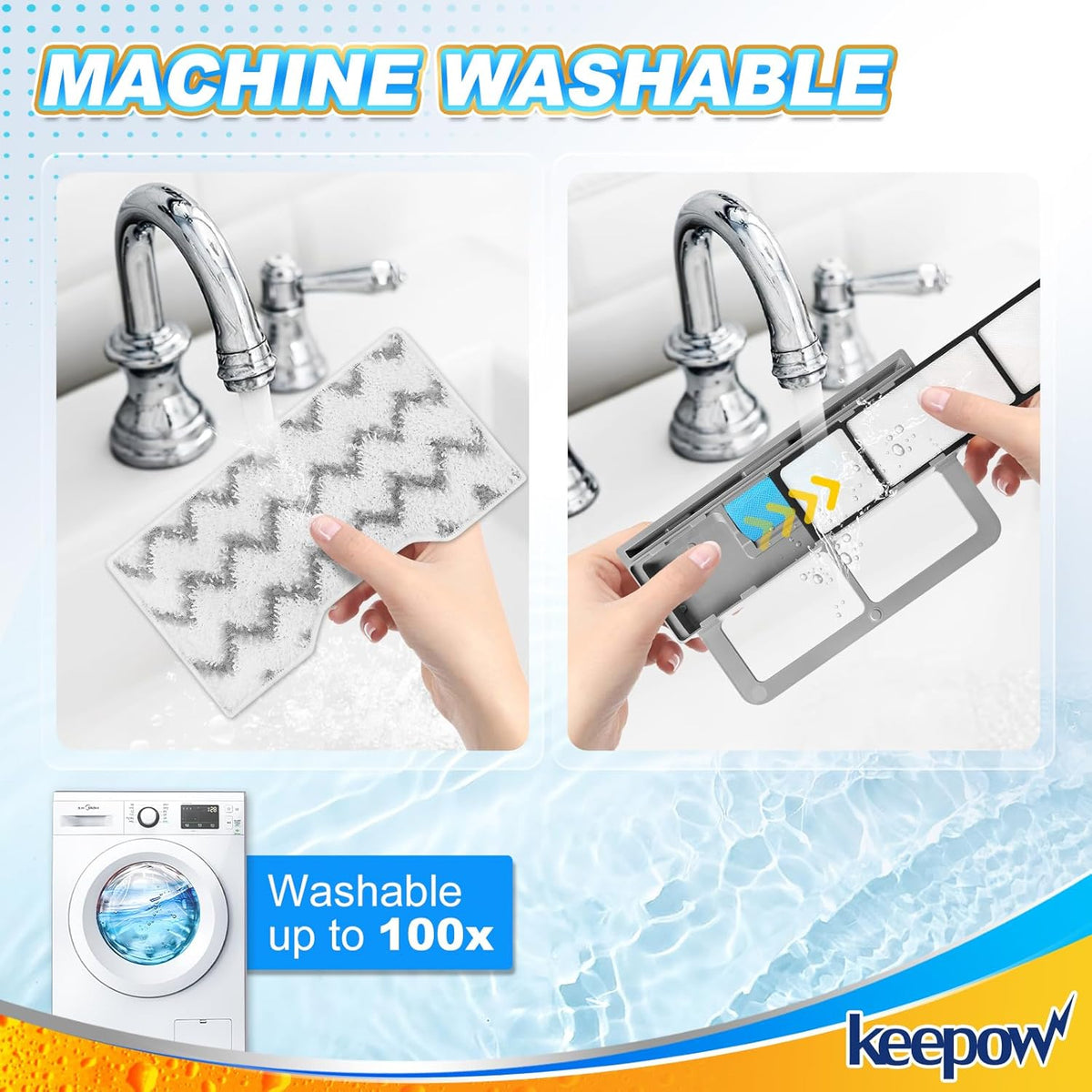 KEEPOW Reusable Mop Replacement Pads Compatible with Shark Vacmop VM252 VM200P12 VM252P10 VC205