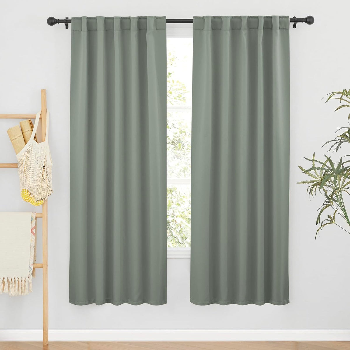 RYB HOME Sage Green Curtains for Bedroom, Blackout Thermal Insulated Drapes Back Tab& Rod Pocket