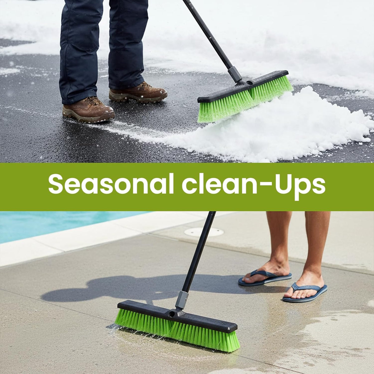 18” Indoor Shop and Garage Push Boom with Soft Bristles, Heavy Duty Brush Broom with 59” Long