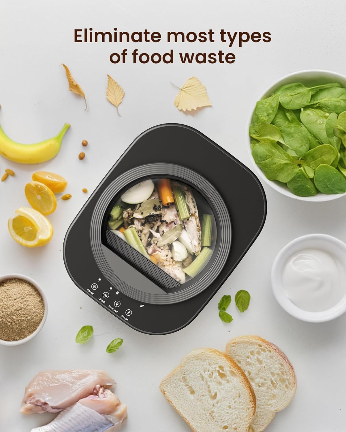 Electric Composter for Kitchen - 4L Countertop Indoor Compost Bin Smart Odorless Turn Kitchen Waste