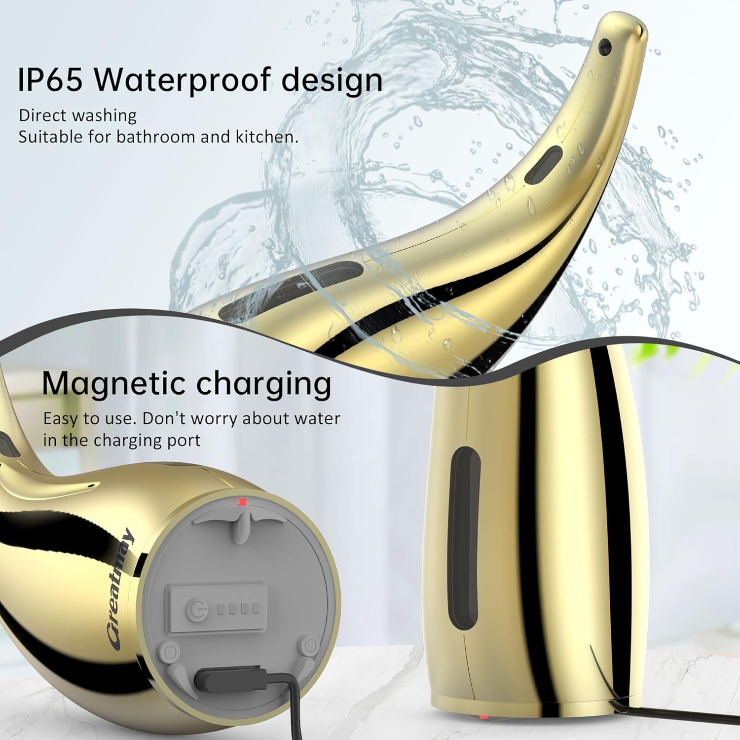 Adjustable Automatic Soap Dispenser Touchless, 4 Adjustable Levels Touchless Sensor Liquid Soap