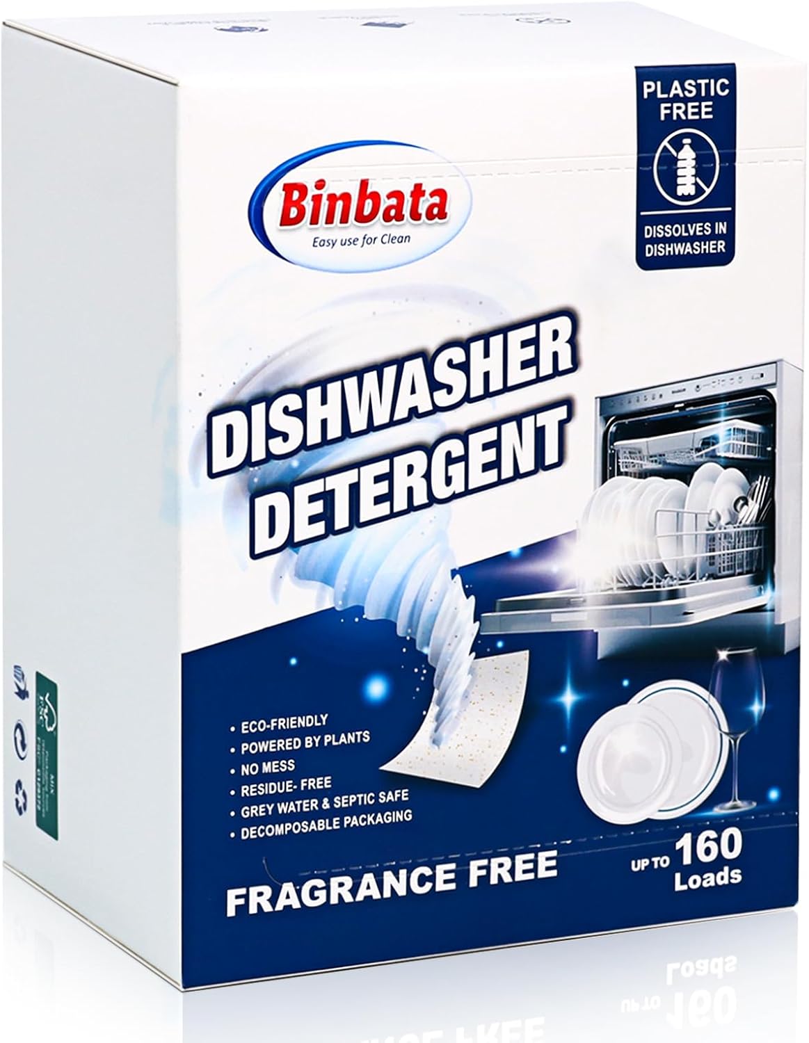Eco Dishwasher Detergent Sheets Up To 160 Loads, Unscented Plastic Free Dishwashing Soap Strips