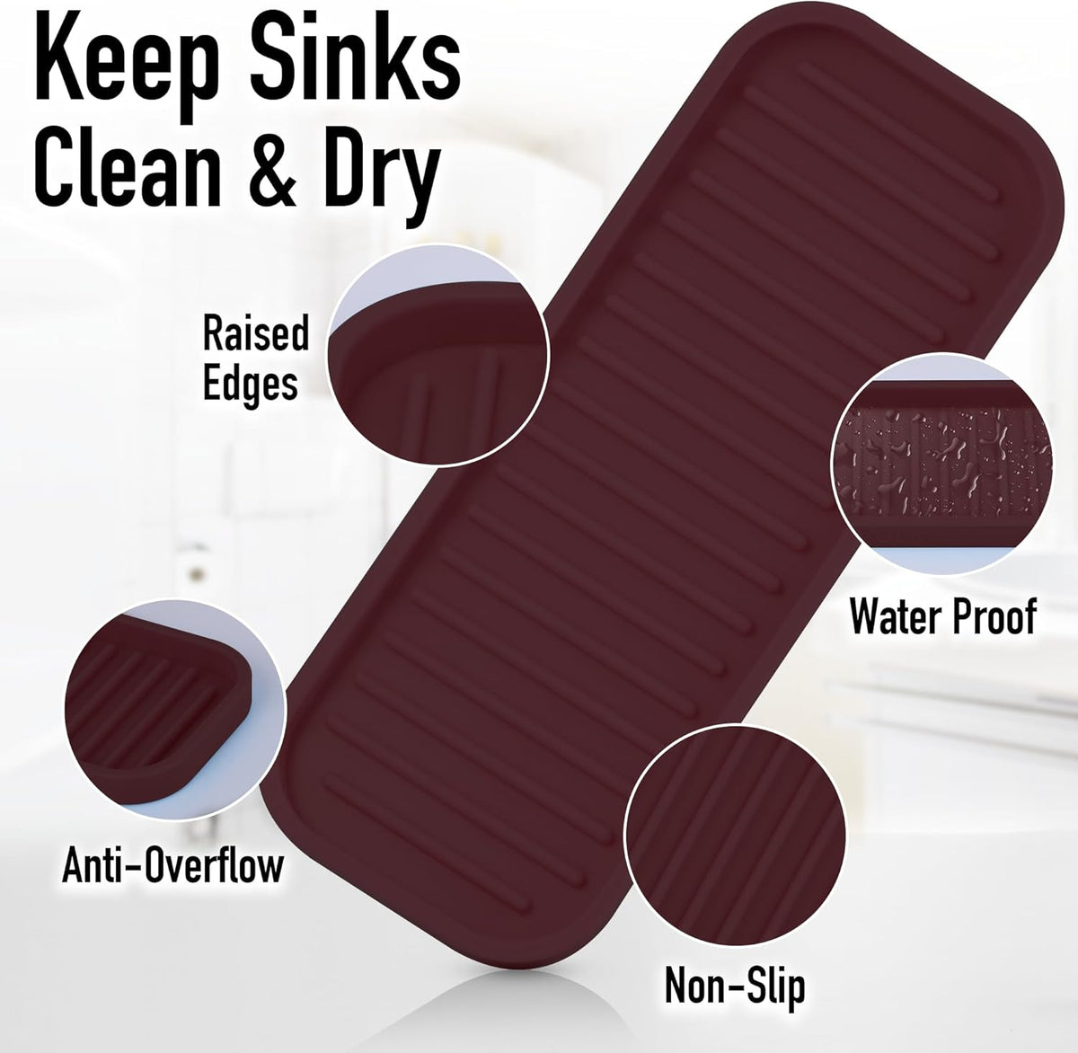 Zulay Kitchen (9x3.5) Silicone Sponge Holder for Kitchen Sink - Flexible Multipurpose Soap Tray