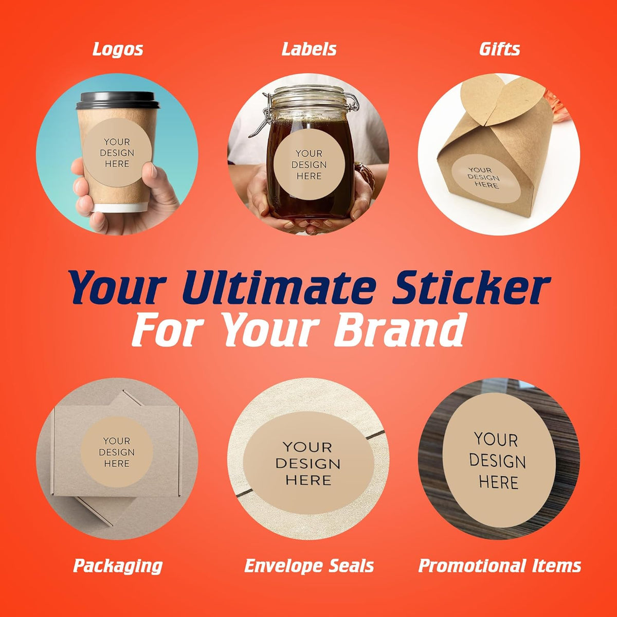 100 Custom Vinyl Stickers - Upload Your own Image, Text, Design, Logo - Personalized Logo Labels