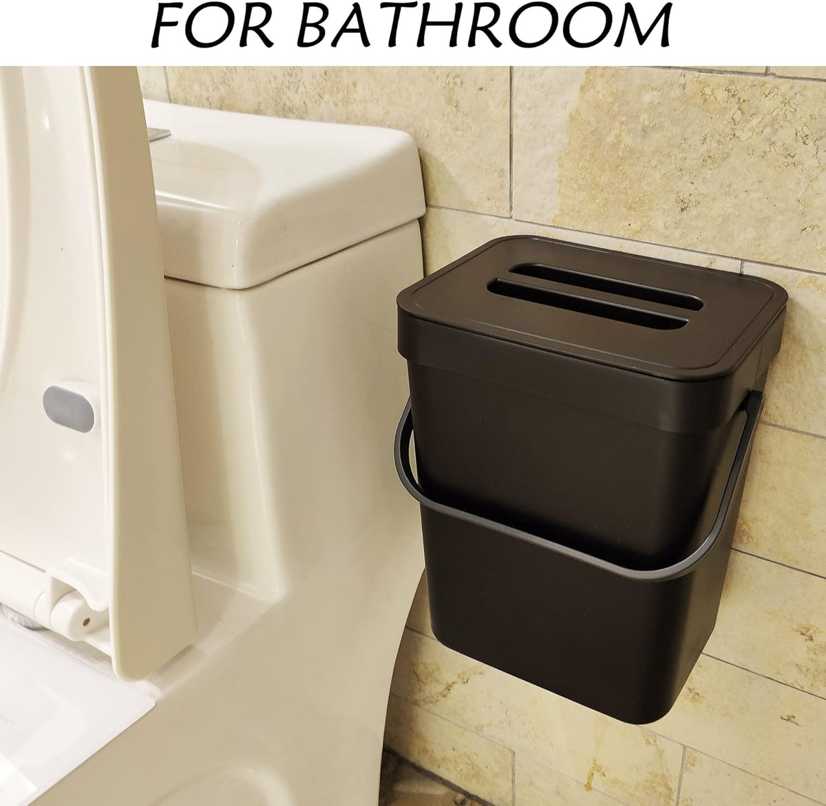 stonespace Kitchen Compost Bin for Countertop, Hanging Small Trash Can with Lid Under Sink for