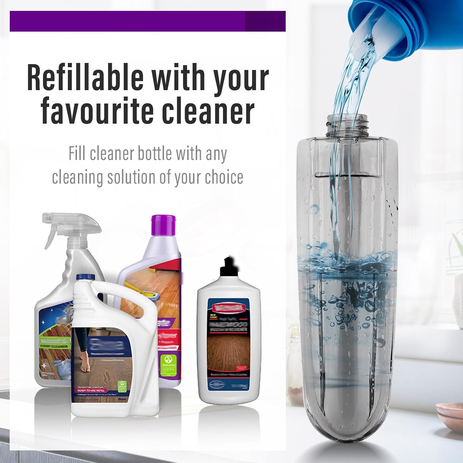 Mops for Floor Cleaning Wet Spray Mop with 14 oz Refillable Bottle and 3 Washable Microfiber Pads