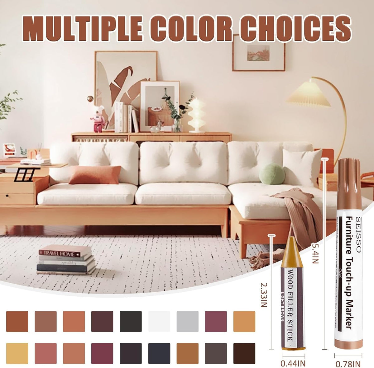 SEISSO 18 Colors Wood Wax Sticks ＆ Wood Markers Furniture Repair Kit - Set of 39 - Wood Floor