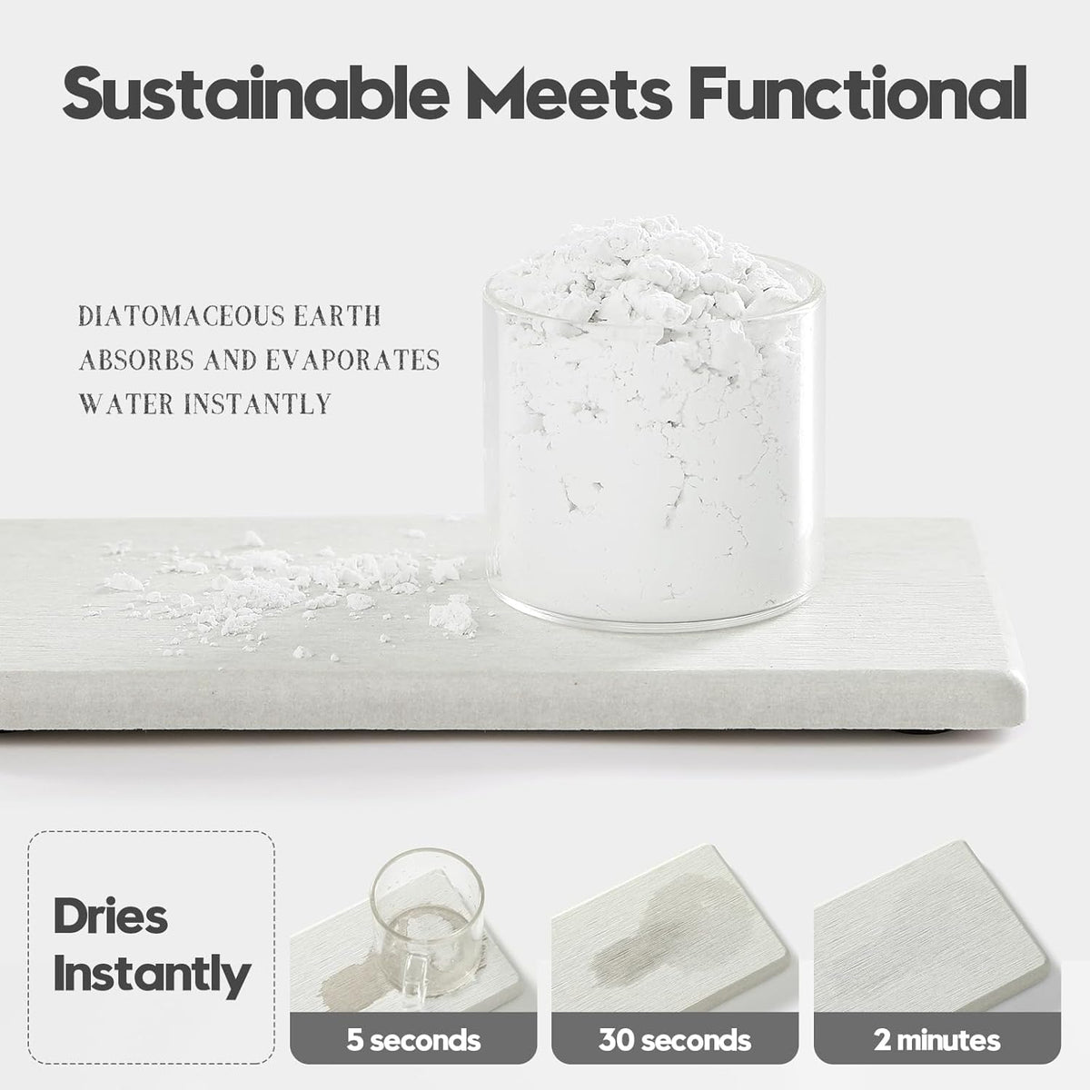2PCS 7"x3.5" Water Absorbing Bathroom Sink Vanity Trays, Diatomite Stone Quick Drying Mat for