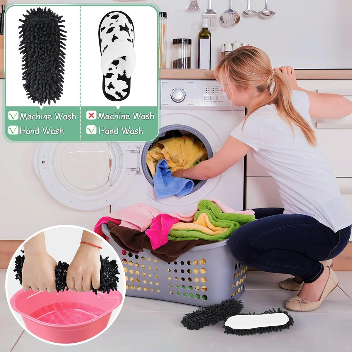 Microfiber Floor Mop Slippers House Dust Cleaning Tool Detachable Washable Shoes for Kitchen House