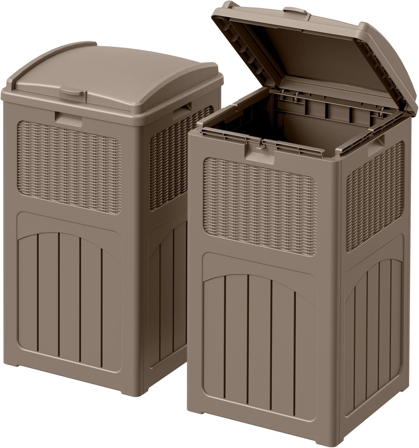 Devoko 33 Gallon Outdoor Trash Can with Dual Lid, Heavy Duty Waterproof Resin Garbage Bins Outside