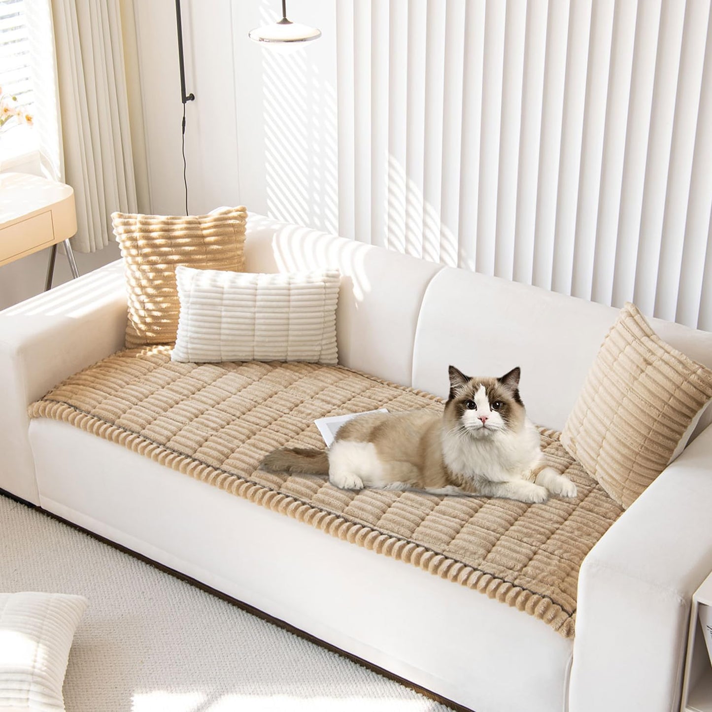 OTOB Couch Cover for Dogs Washable, Non Slip Plush Sofa Covers for 3 Cushion Couch, Fuzzy Pet