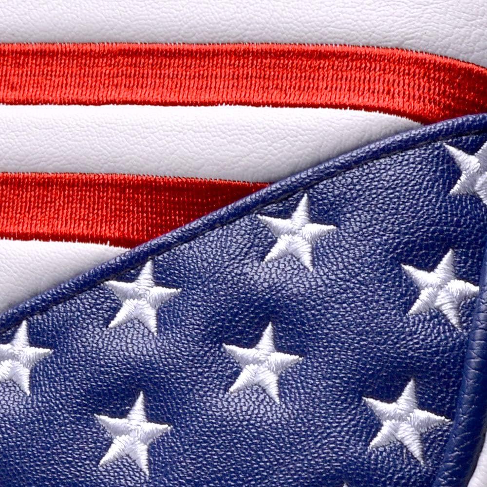 PLUSKER USA Square Heel Shaft Mallet Putter Cover - Magnetic Closure Patriotic Stars and Stripes