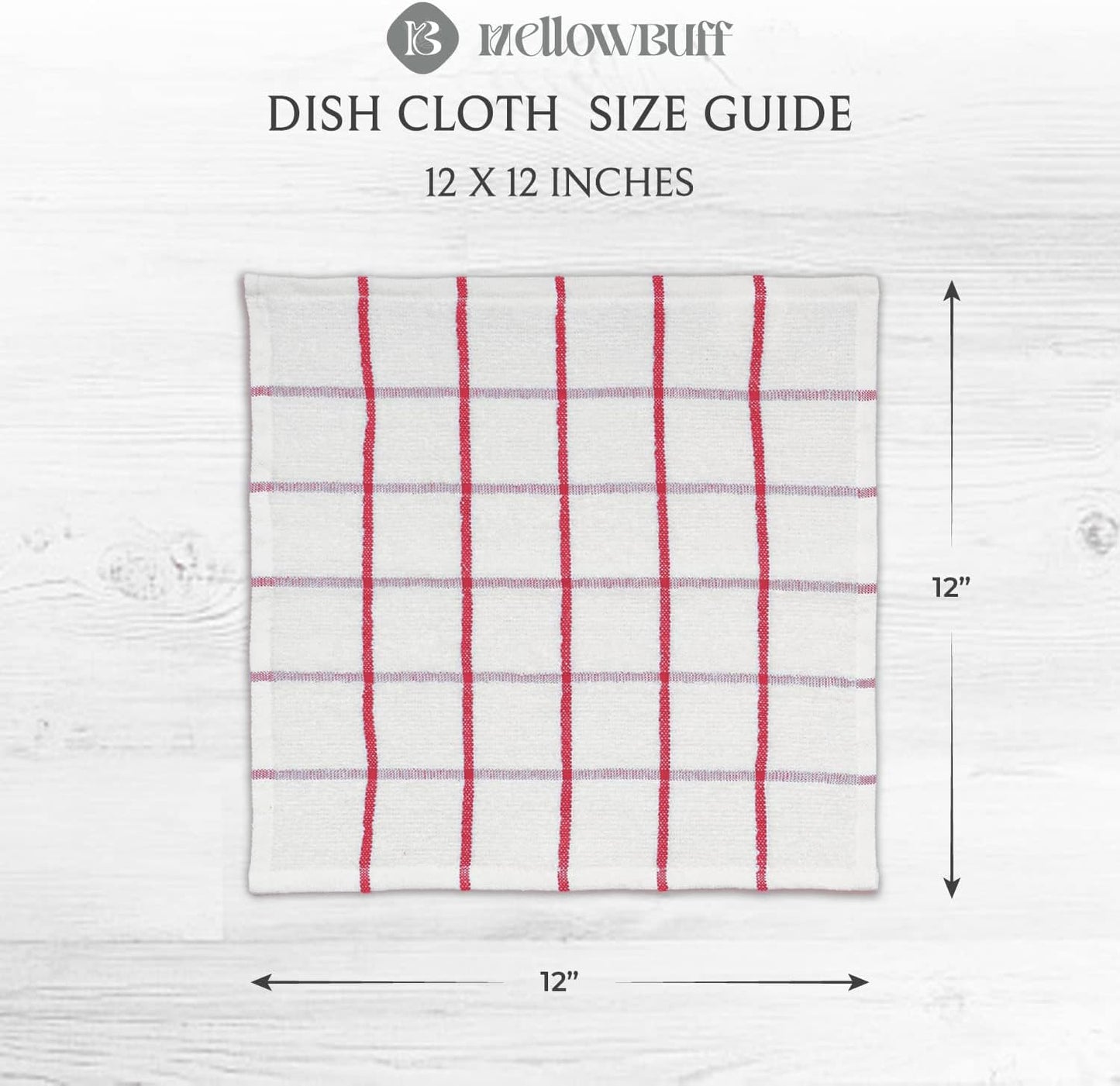 100% Cotton Terry Dish Cloth & Dish Towel, 6 Pack, Super Soft and Absorbent Kitchen Towels, Perfect