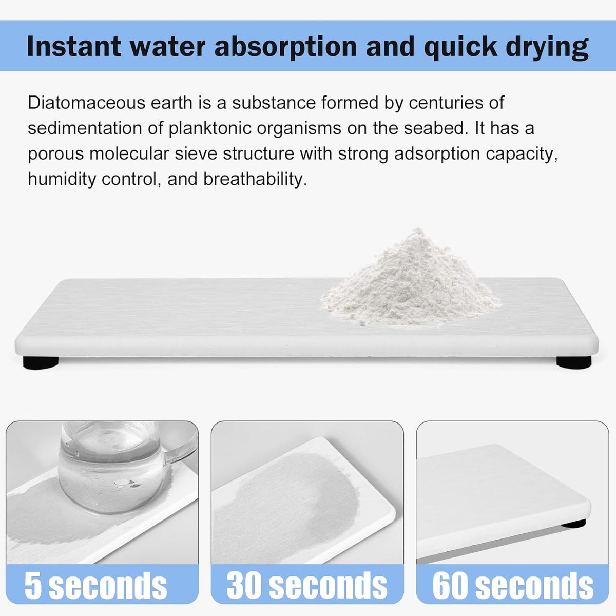 3PCS Stone Drying Tray, Water Absorbing Stone Tray for Sink, Stones Soap Trays, Fast Dry Diatomite