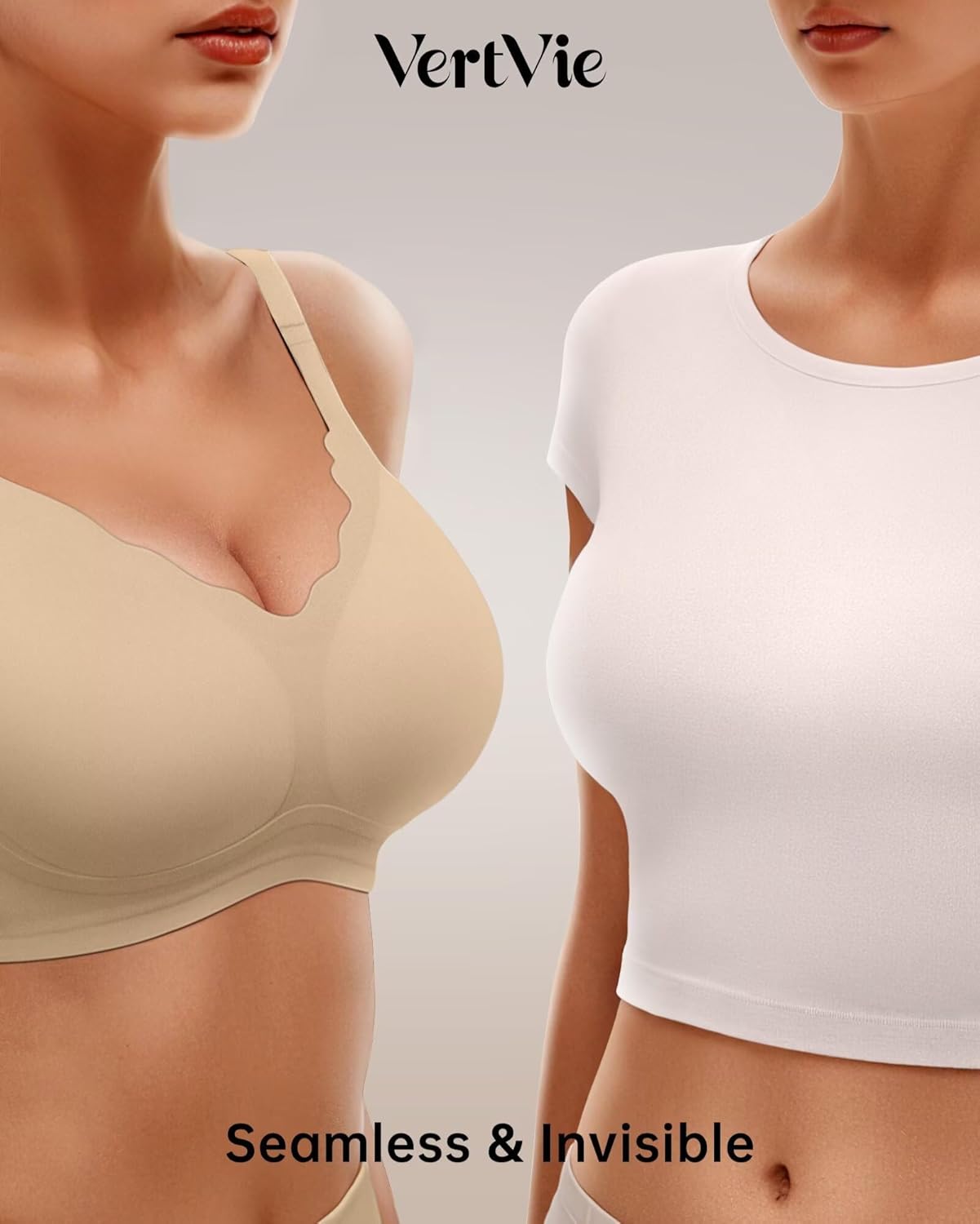Vertvie Womens Seamless Bras No Underwire Supportive Wireless Push Up Full Coverage Bralette