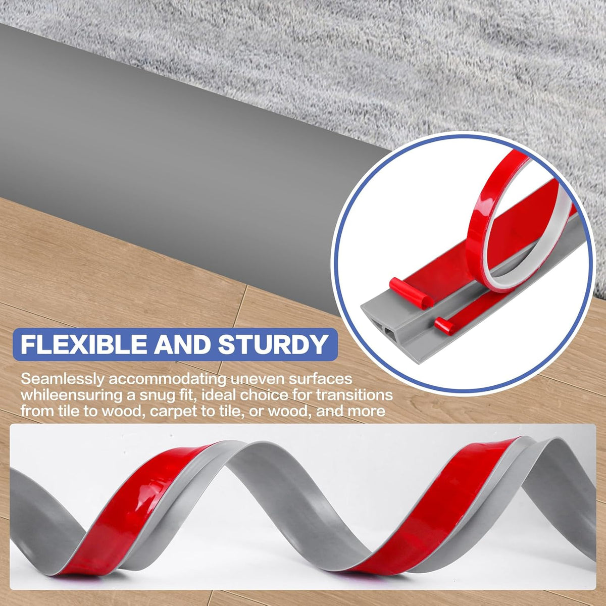 Floor Transition Strip Vinyl Door Threshold Ramp Self Adhesive Carpet Edging Strip Doorway Edge