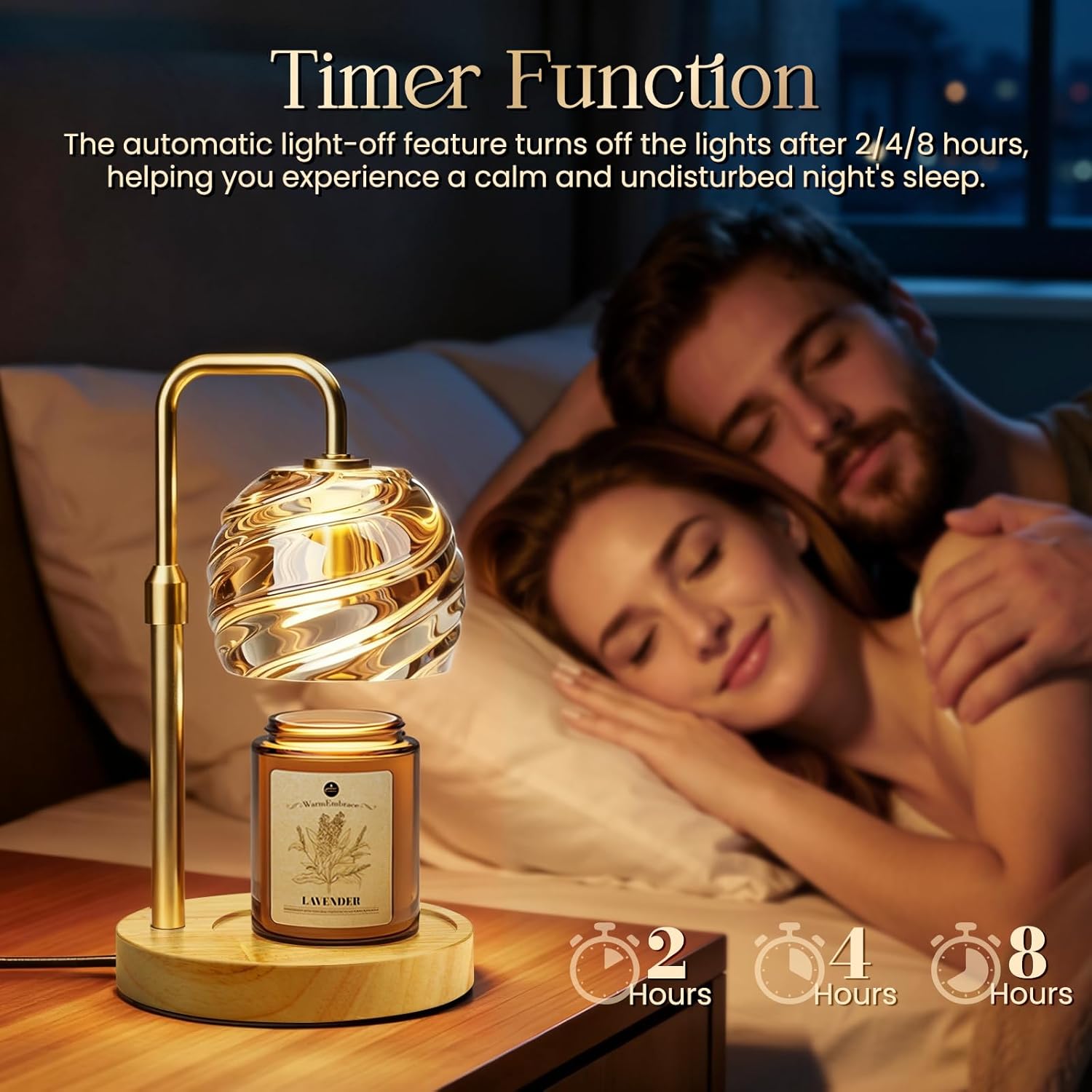 WarmEmbrace Candle Warmer Lamp with Lavender Candle Set, Electric Wax Warmer Lamp with Auto Timer &
