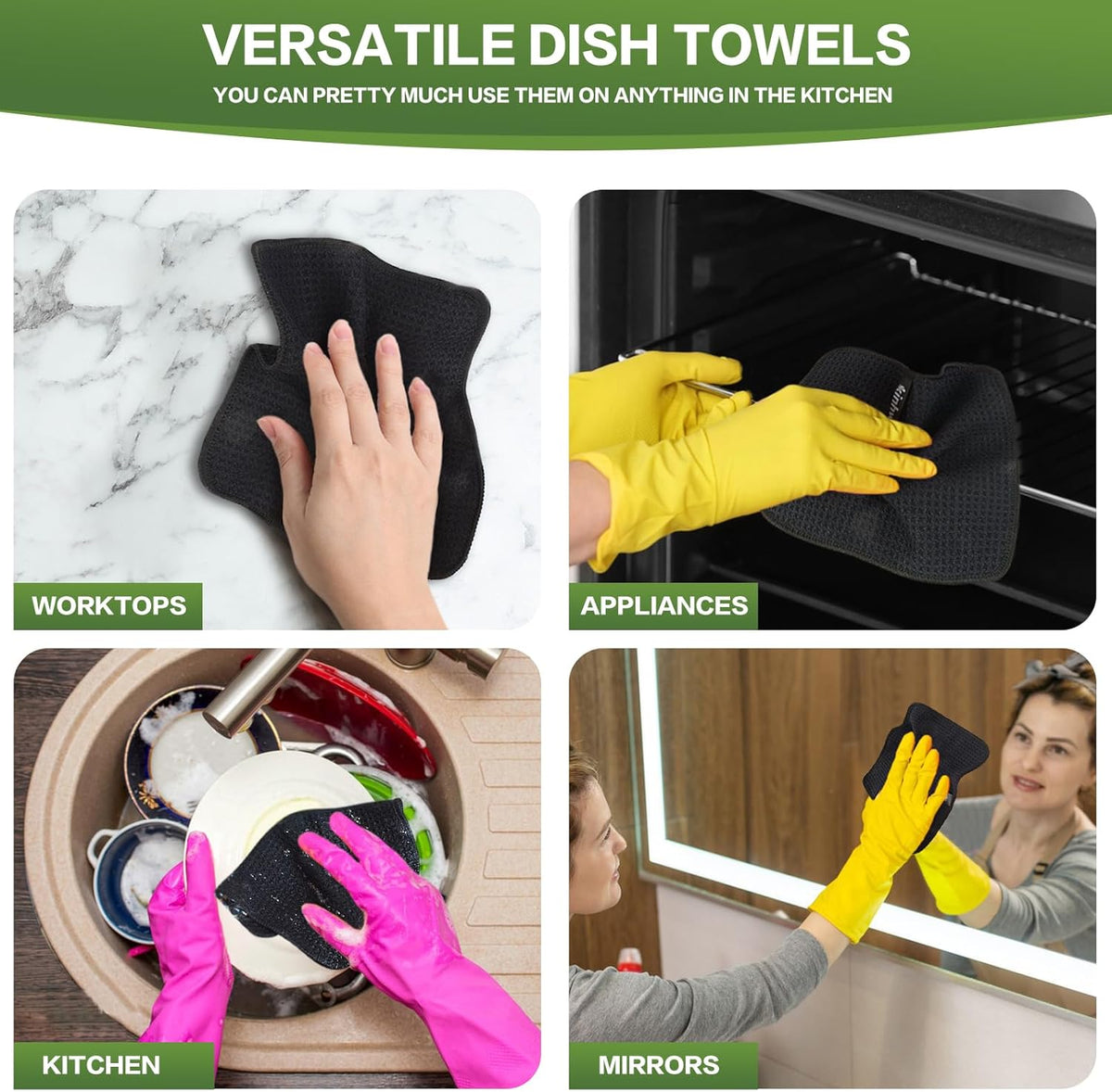 KinHwa Waffle Kitchen Towels for Washing Dishes Microfiber Dish Towels for Kitchen Ultra Soft
