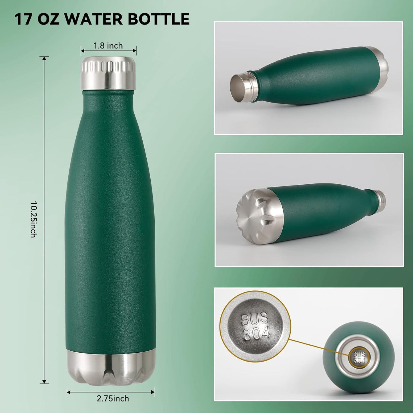 VEGOND 17oz Stainless Steel Water Bottles Bulk, Reusable Metal Sports Water Bottle Keeps Drink Hot