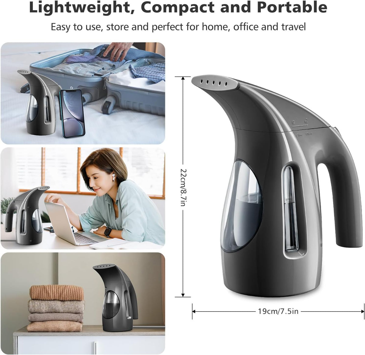 HiLIFE Steamer for Clothes, Portable Handheld Design, 240ml Big Capacity, 700W, Strong Penetrating