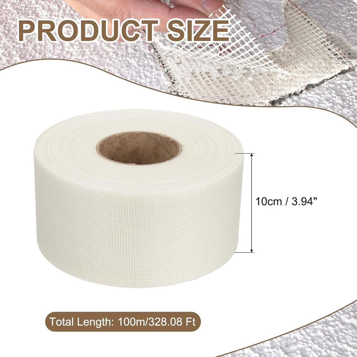 PATIKIL Drywall Repair Mesh Tape, 4 inch x 328 ft Fiberglass Repair Patch Self-Adhesive Dry Wall
