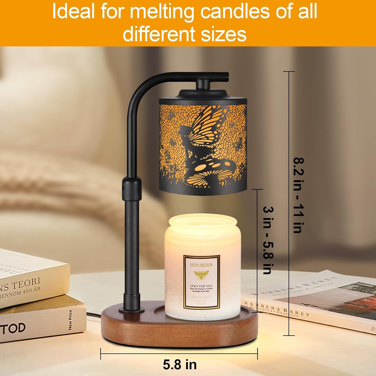 Candle Warmer Lamp with Timer,Birthday Gifts for Women Mom,Adjustable Height for Scented Jar