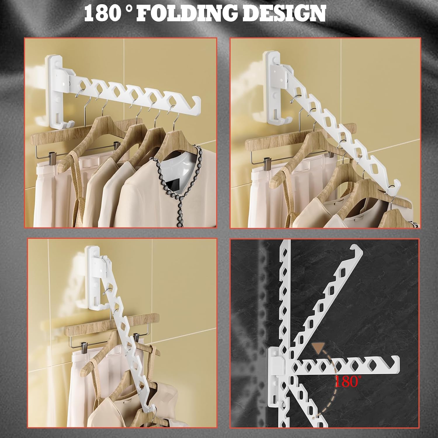 Dr.DJ Wall Mount Coat Hanger Holder White Clothes Drying Organizer Rack Garment Hooks Aluminium