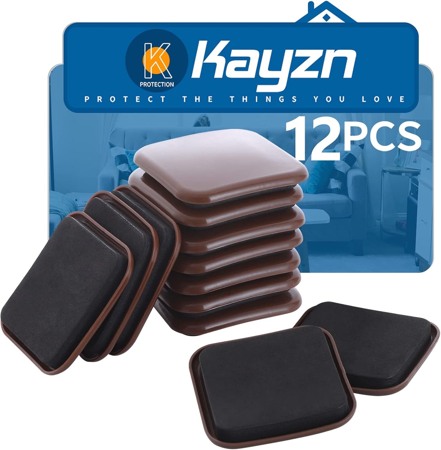 Furniture Sliders, 12pcs 3 inch Square Furniture Moving Kits Carpet Sliders for Moving Furniture