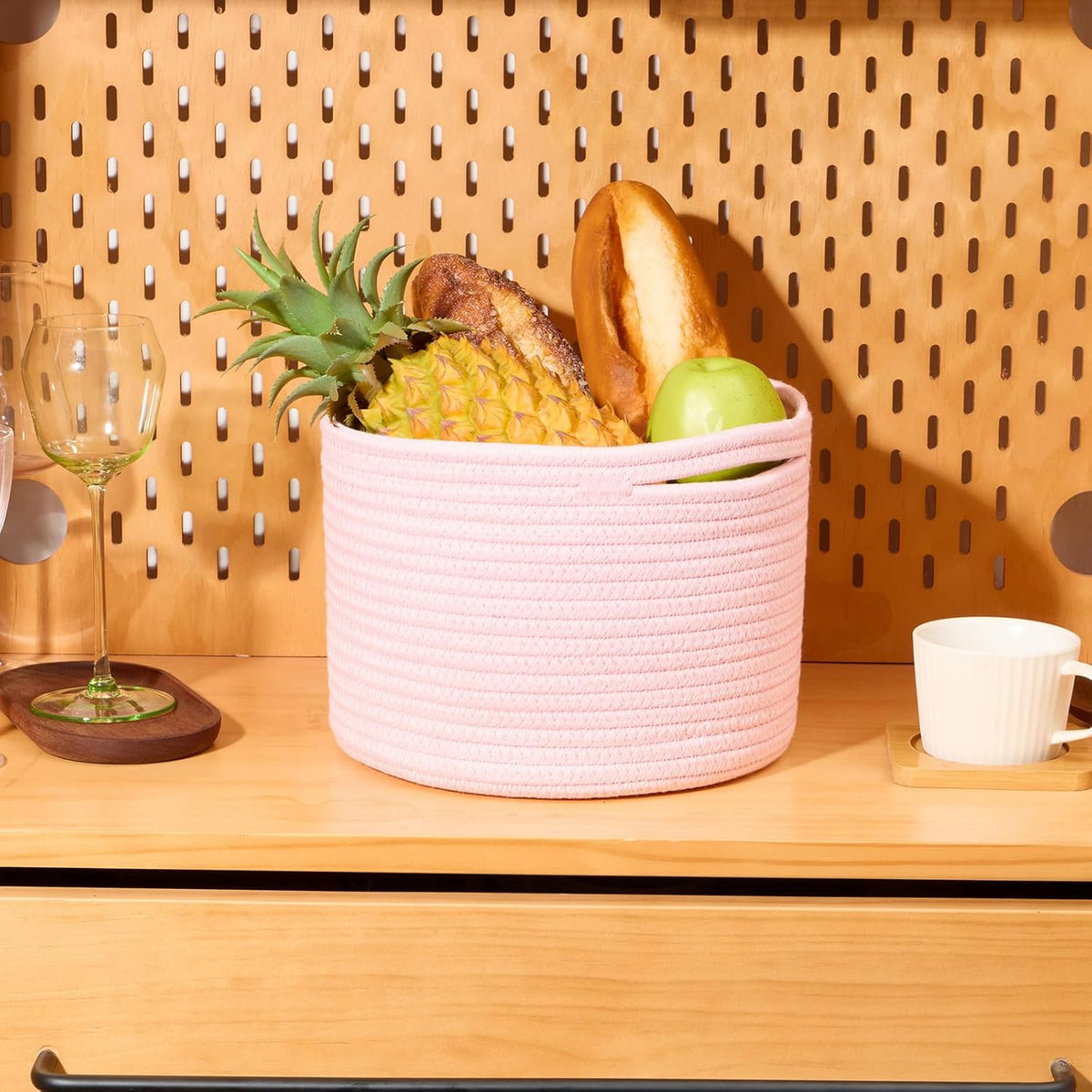 Small Basket for Organizing | Cube Shelf Closet Storage Baskets | 9.7×9.7×7.1” | Woven Rope Gift