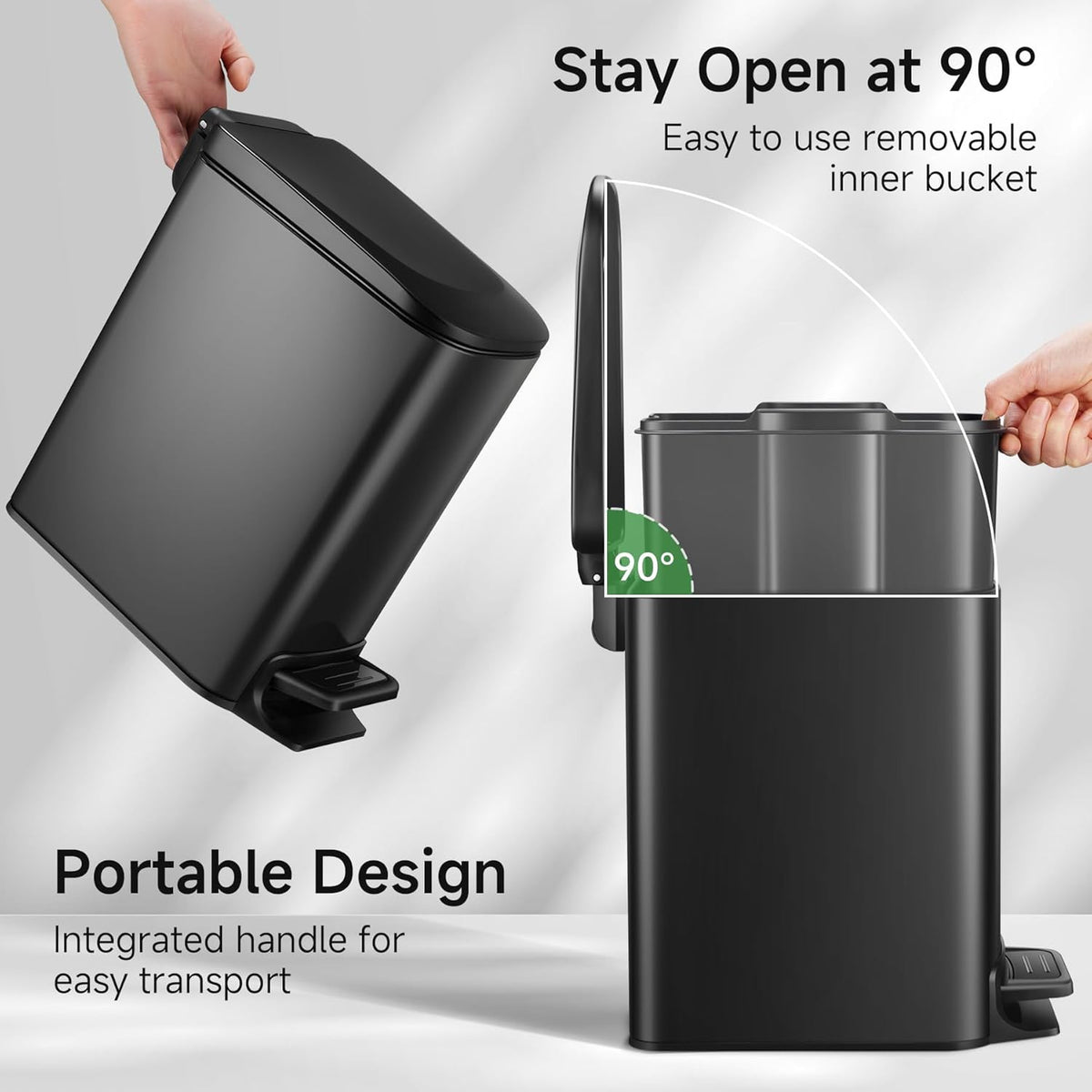 TIPGO Slim Bathroom Trash Can with Lid Soft Close, Step Pedal, 6 Liter / 1.6 Gallon Stainless Steel