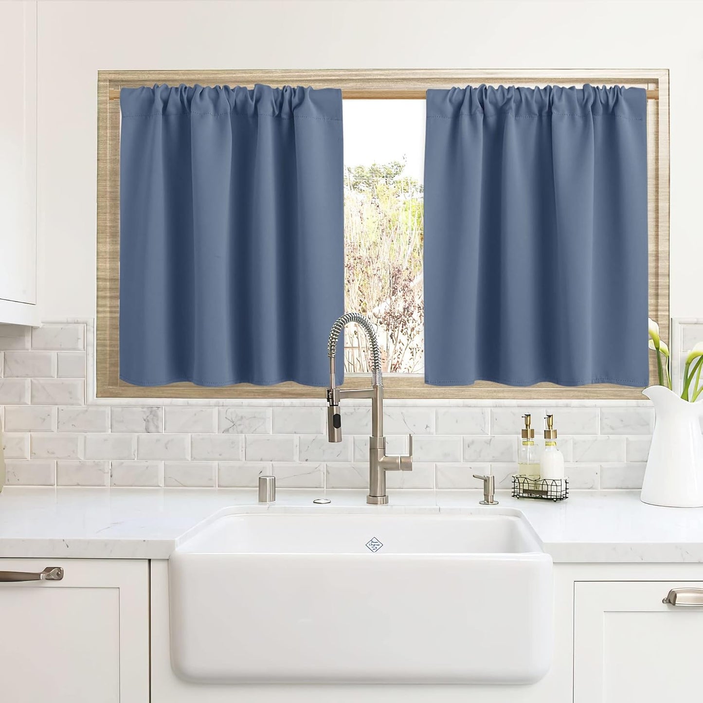 RYB HOME Blackout Curtains for Kitchen, Over Sink Privacy Curtains Window Decor, Thermal Insulating