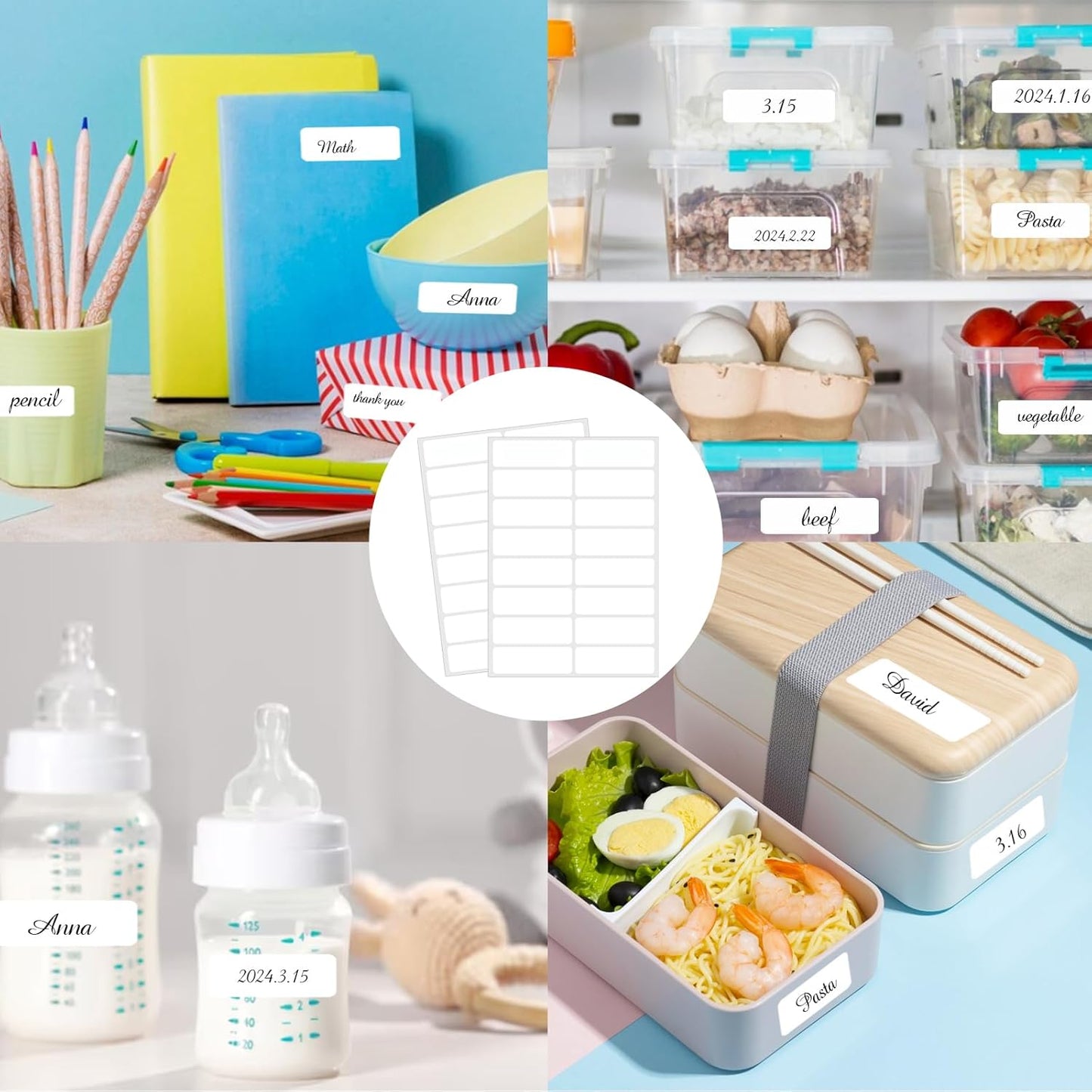 Blank Removable Labels, 1x3 Inch White Freezer Labels for Food Containers, Freezer Label to Write