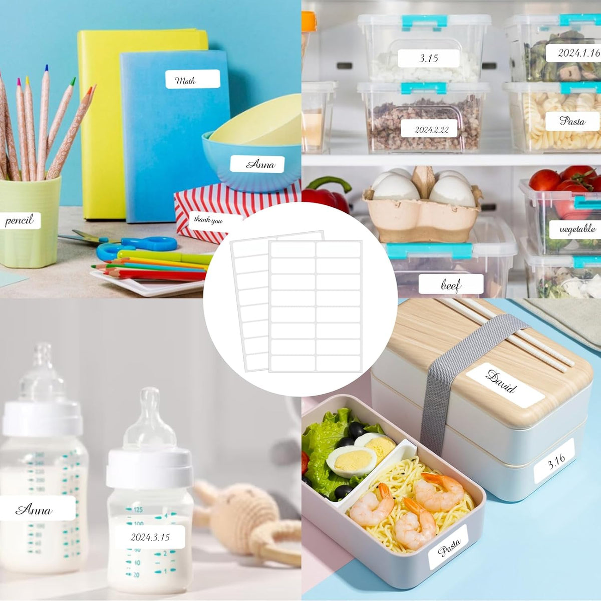 Blank Removable Labels, 1x3 Inch White Freezer Labels for Food Containers, Freezer Label to Write