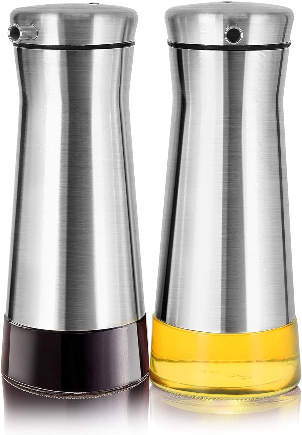 Aelga Olive Oil And Vinegar Dispenser Set -2 Pack Elegant Stainless Steel Oil Dispenser Set