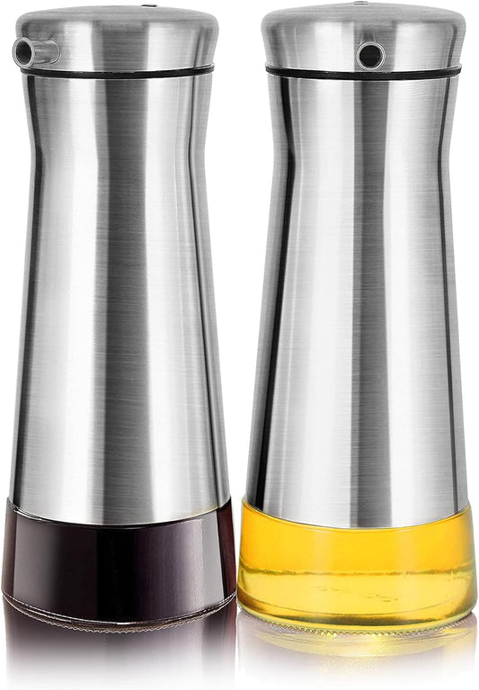 Aelga Olive Oil And Vinegar Dispenser Set -2 Pack Elegant Stainless Steel Oil Dispenser Set