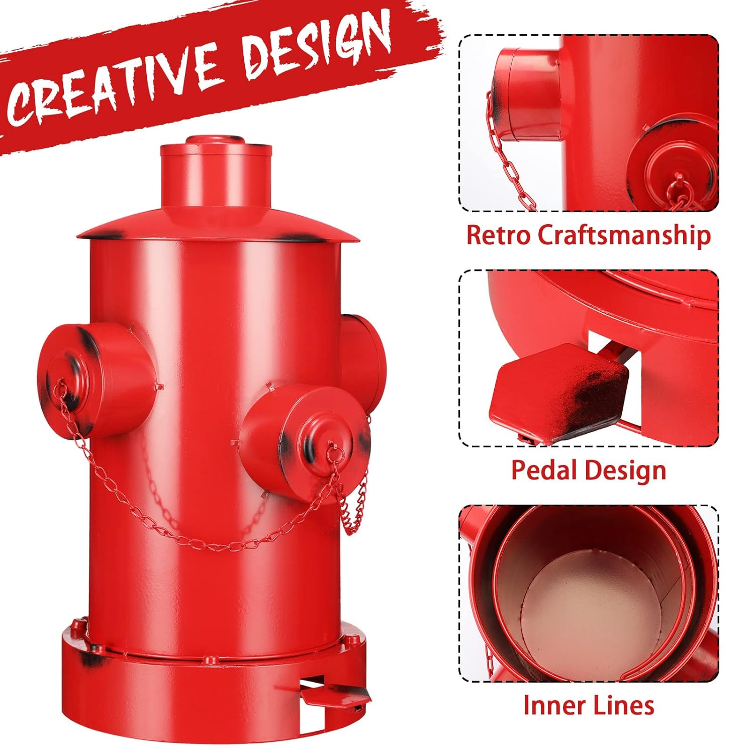 Hoolerry Fire Hydrant Trash Can Retro Creative Garbage Can with Inner Bucket Large Capacity Wrought